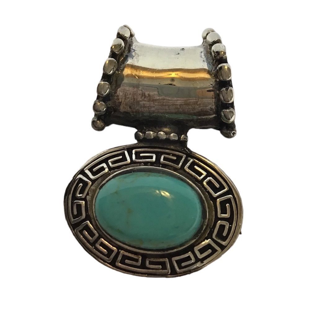 Mexico Sterling Silver 925 Turquoise Necklace Pendant